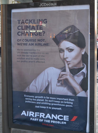 Illustration for article titled Paris Is Covered In Fake Ads That Mock the Climate Talks' Corporate Sponsors
